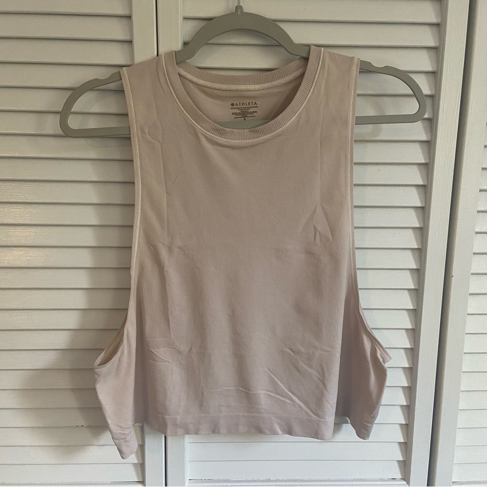 Athleta grey / cream muscle tank • small